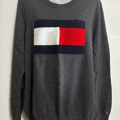 TOMMY HILFIGERフラッグロゴグレー ニットセーターXL