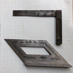 スコヤ　罫書き　止方スコヤ　大付けスコヤ　シンワ　　シンワ測定　古道具　年代物　工芸品の画像