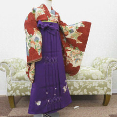 子供着物 女児用 袴 紫色 桜刺繍 蝶刺繍 ポリエステル 女の子...