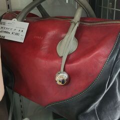 FURLA　ボストンバッグ　レザー　赤×黒　IKZ-386