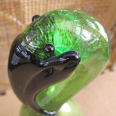 ムラーノ murano glass フラミンゴ ガラスの置物 グリーン系＆ゴールド 鳥 ヴェネチアングラス イタリア 札幌市北区屯田の画像