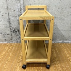 ニトリ NITORI キッチンワゴン オルガ キャスター付きワゴン ライトブラウン 天然木 テーブル補助 作業台 の画像