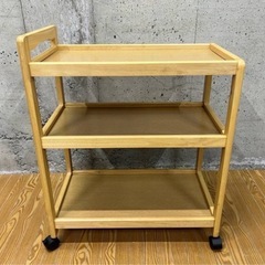 ニトリ NITORI キッチンワゴン オルガ キャスター付きワゴン ライトブラウン 天然木 テーブル補助 作業台 の画像