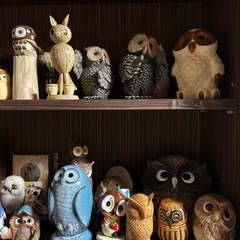 フクロウの陶器置物コレクションの画像