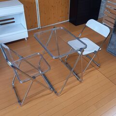 未使用訳あり 折りたたみ　デスク　チェア　樹脂　クリア　ホワイト...