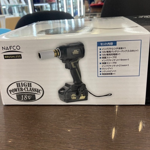 ?未使用品/NAFCO/ナフコ/18Vブラシレスインパクトレンチ/パワフル18v、高耐久、弱音のブラシレスモーター搭載/4816