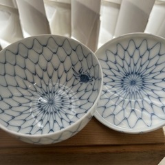 未使用　保管品　青い網目模様 湯飲み 4個セット　龍峰窯の画像