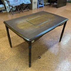 《取引成立》ガスコンロ付きテーブル　 ダイニングテーブル　ダークブラウン　中古　幅１２５cm の画像