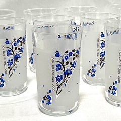 花柄　グラス9個セット ブルーの画像