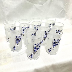 花柄　グラス9個セット ブルーの画像