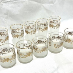 ゴールド花柄 グラス2種類 10個セット 