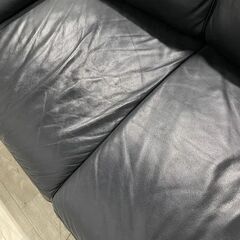 NITORI/ニトリ フリオ 二人掛けソファ レザー ブラック 幅180 中古家具 店頭引取歓迎 R9192の画像