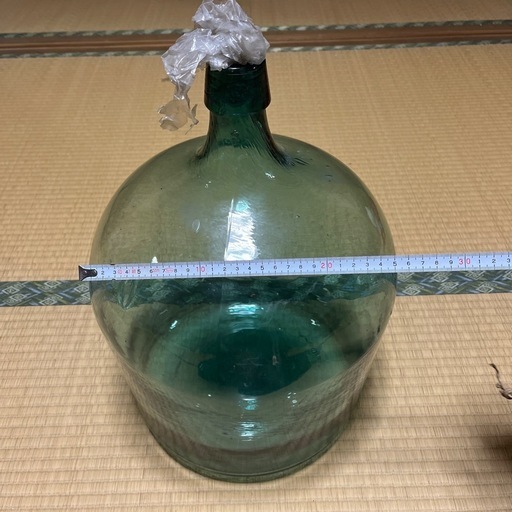 デミジョンボトル 青 気泡 アンティーク 瓶