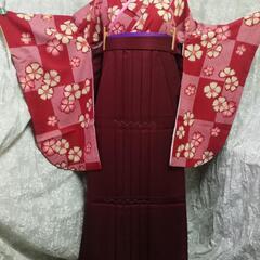 女子袴　 エンジ無地LL②　USED美品　の画像