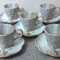 たち吉 花しきし コーヒーカップ&ソーサー 5客　未使用保管品