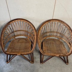 【465】ラタン製アジアン家具 2脚セット