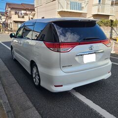 エスティマ2.4 アエラスGエディション　中期モデル　H22　車検8/1　124000ｋ　ダブルムーンルーフ　純正HDDナビ＆フルセグＴＶ＆フリップダウンモニター　カラーバックカメラ 　両側パワースライド　純正エアロ＆17ＡＷ　キセノン　7人乗りの画像