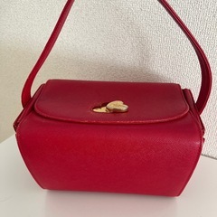 クレージュ　赤レッド ハート型金具 ハンドバッグ