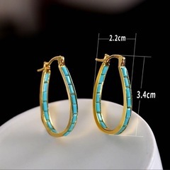 ピアス　両耳　ターコイズ 風　フープピアス トルコ ハワイアンジ...