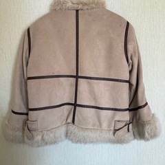 子供服 MGK ムートン風ジャケット ボンバージャケット フェイクムートン ベージュ  サイズ120の画像