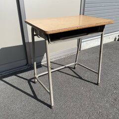 【那須町役場】学習机4号　物置　作業台　テーブル　勉強机　昭和レトロ【管理番号080】の画像