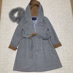 RUIRUE BOUTIQUE フォックスファー付バイカラーフー...