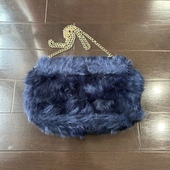 ファーバッグ　ネイビー　ゴールドの画像