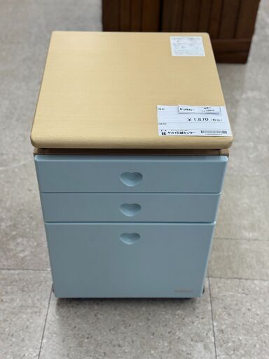 ★ジモティ割あり★  そで机 水色 H65×D44.5×W41.5 クリーニング済み TJ10955