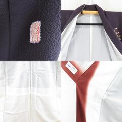 付下げ 濃紫色 ぼかし染め 辻が花 一つ紋 翠山工房 袷 広衿 正絹 仕立て上がり着物 身丈162cm 【キモノオフ野々市若松店】の画像