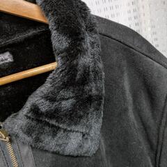 4L メンズ ジャケット コート フェイクファー ブラック 古着の画像