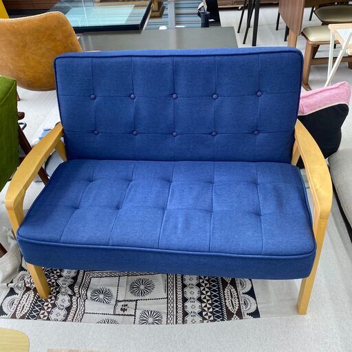 店頭引き渡し 中古 ニトリ nitori 二人掛けソファー ブルー 家具