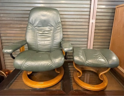 中古　EKORNES　エコーネス　ストレスレス　本革　リクライニング　ソファ　1人掛け チェア　オットマン