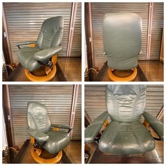 中古　EKORNES　エコーネス　ストレスレス　本革　リクライニング　ソファ　1人掛け チェア　オットマンの画像