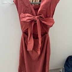 新品タグ付き ERIMUS オレンジ 半袖ひざ丈ワンピース L