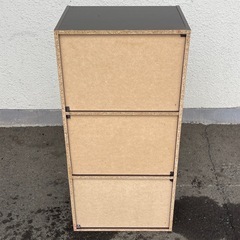 カラーボックス　三段ボックス　ブラウン　1ヶ所扉付　収納ボックスの画像