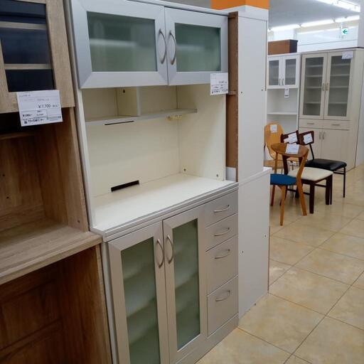 ★ジモティ割あり★  レンジボード シルバー・白 H180×D45×W90 クリーニング済み OJ8036