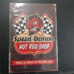 🔶スピードデーモンホッドロッドショップ　ブリキ看板20cm×30cmの画像