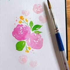 大人女子のバラの透明水彩レッスンの画像