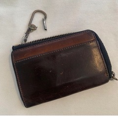COACH ダークブラウン レザー コインケースの画像