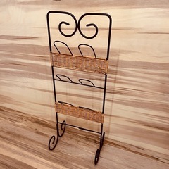 JH0350 アイアンフレーム×ラタン　スリッパラックの画像