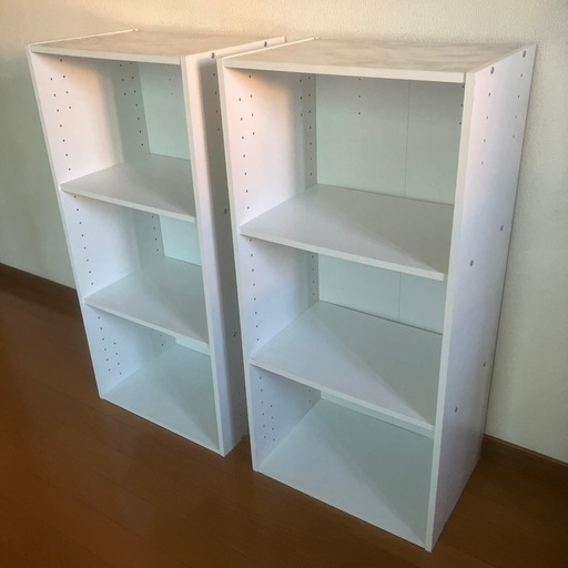 ★カラーBOX（白柄3段）「美品」　2基なら2,000円