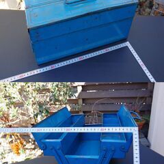 【USED/錆びあり･現状お渡し】スチール製 2段式 工具箱 (昭和レトロ-両開き工具箱)の画像