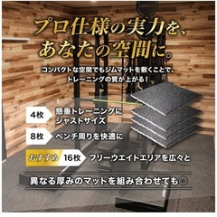 GYMMAT (ジムマット) ゴムマット 50cm×50cm×15mm ブラック [カット可 防振 防音 衝撃吸収 2層構造 厚手 ジム 筋トレ フィットネス トレーニング]の画像