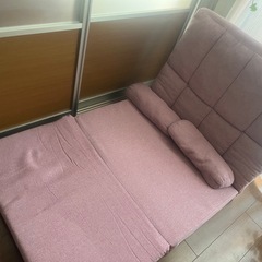 ソファ　ベッド　1人用　ピンクの画像