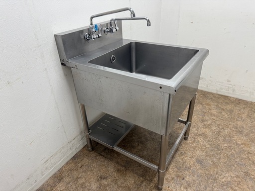 業務用　ステンレス　1層シンク流し台　蛇口付き　厨房　飲食店　W６００ｘD７５０ｘH８００ｍｍ