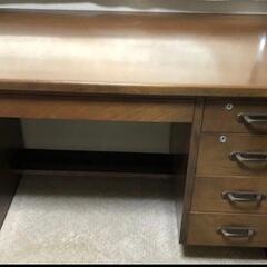 木製ブラウンデスク 4引き出し