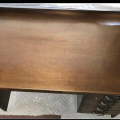 木製ブラウンデスク 4引き出しの画像
