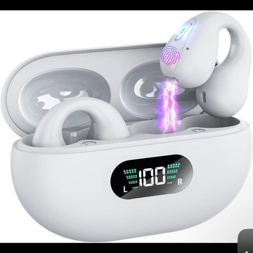 【未使用】骨伝導 イヤホン bluetoothイヤーカフ ワイヤレスイヤホン 白