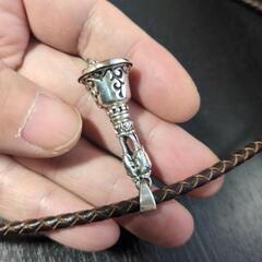 シルバー925ネックレス　革ベルト