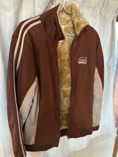 ロゴワッフルジャケット茶色ブラウンセンチメーター古着レトロ　韓国人気